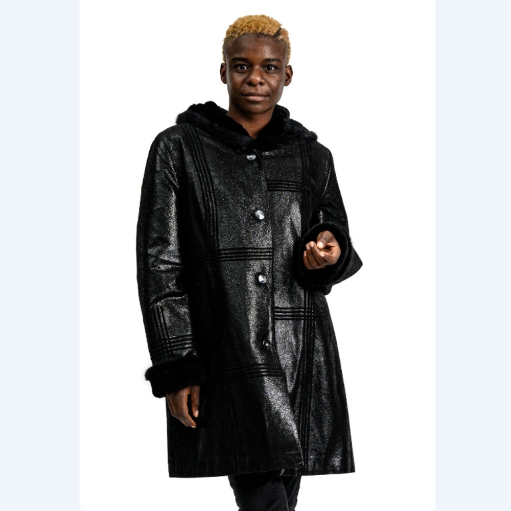 CLEARANCE Embossed Shearling with Mink Trim